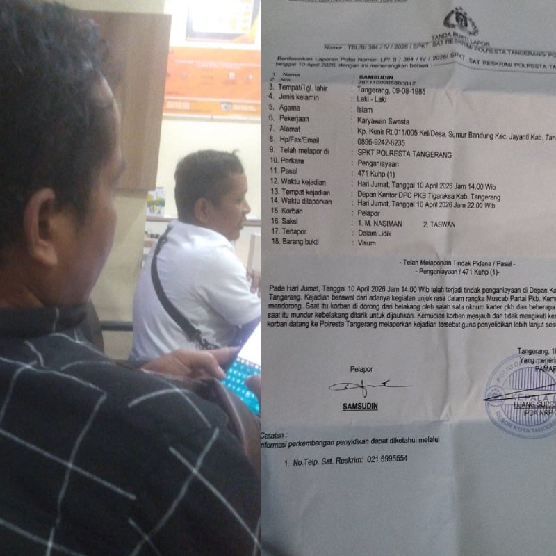 Pasca Kericuhan di Muscab Partai PKB DPC Kab.Tangerang Berujung Pelaporan Kepolresta Tangerang